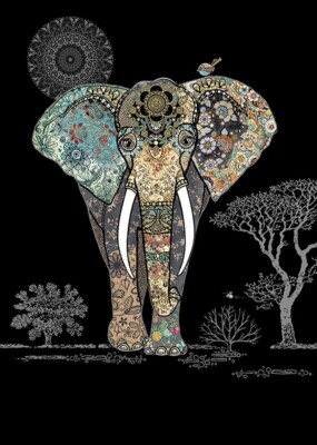 Notes & Queries Decorative Elephant Blank Note Card
