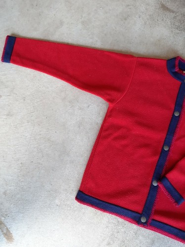 LL Bean Cardigan Jumper Top Fleece Wool Womens Small S Red Navy Ladies Womens - Picture 10 of 10