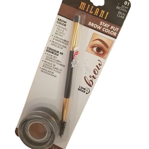 Milani STAY PUT BROW COLOR 12HR Long Lasting Waterproof #01 SOFT BROWN 0.06 oz - Picture 4 of 24