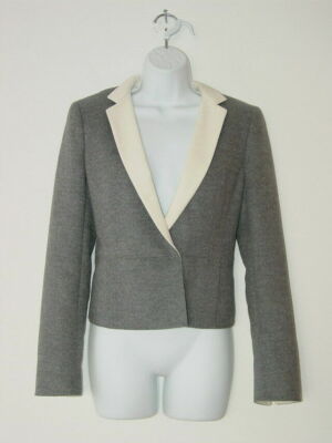 New AKRIS Grigio Grey Gray Double Layer Wool Angora Button Jacket 14