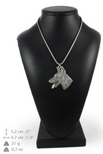 Doberman type 2 - silver plated necklace on silver cord, Art Dog USA