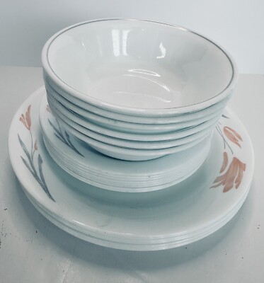 Corelle Desert Rose Floral Wisp_ Dinner, salad plates