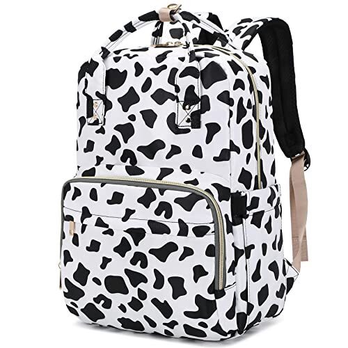 Cow Print Laptop Backpack for Women and Girls – Stylish School and College Bookbag-image