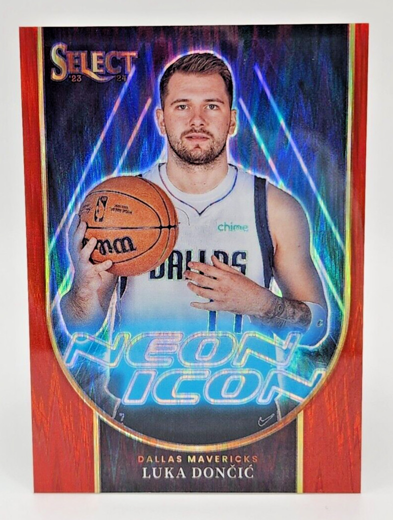 Luka Doncic 2023-24 Panini Select Neon Icon Insert Red Flash Prizm #87/99 Mavs