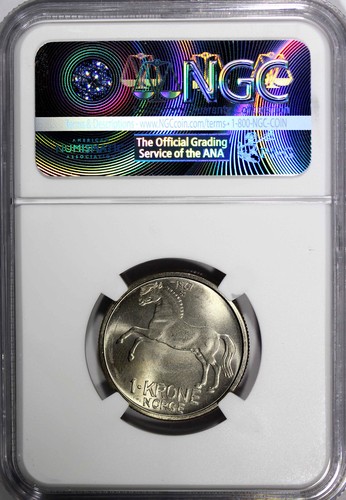 NORWAY OLAV V (1957-1991) 1967 1 Krone NGC MS64 TOP GRADED BY NGC KM# 409 (138) - Picture 3 of 4