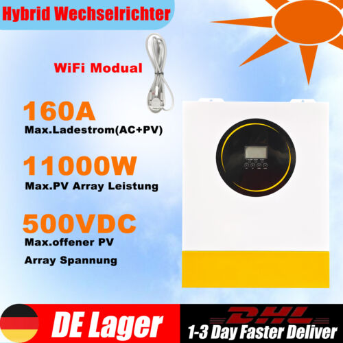11000W 48V Solar Hybrid Wechselrichter Dual MPPT 160A Laderegler PV 60-500VDC