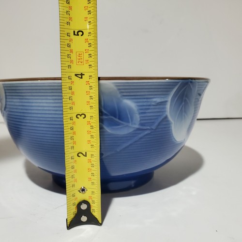 Andrea Sadek Japanese Peach Persimmon & Leaf Blue Color Porcelain Bowl  - Picture 7 of 7