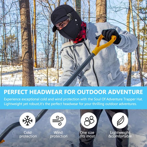 Unisex Winter Ohrenklappe Trapper Mütze Warm Fell Gesichtsmaske Thermo Schnee Fliegermütze - Bild 10 von 14