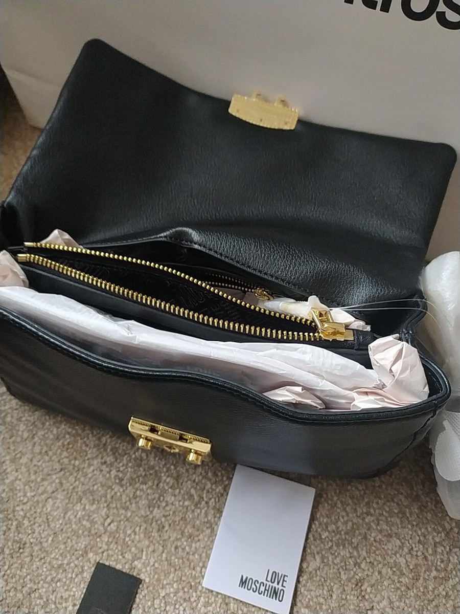 LOVE MOSCHINO Borsa Lucille Black Leather Crossbody Bag LOVE MOSCHINO Borsa Lucille Black Leather Crossbody Bag