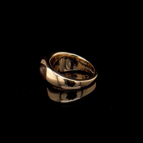 Kabana 14 Karat Yellow Gold Bronze Mother of Pearl Diamond Ring Size 6.5 - Picture 10 of 13