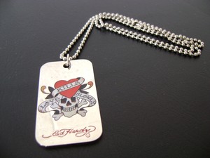 ed hardy dog tag necklace