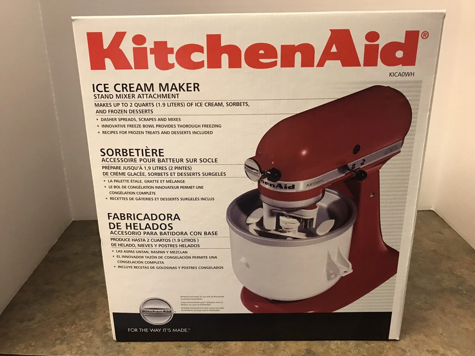 New KitchenAid Ice cream & Yogurt attachment original box White / Silver