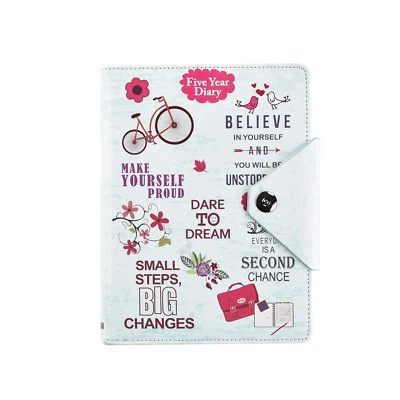 ARPAN 5 Year Undated Diary A5 Size Personal Organiser -Life inspirational slogans Blue