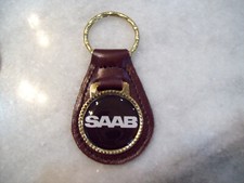 Saab Key Chain...gold Tone Brown Leather