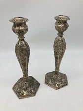 Atq WB Mfg. Co.Weidlich Brothers Candlestick 2344 12" Silver plated Man & Woman