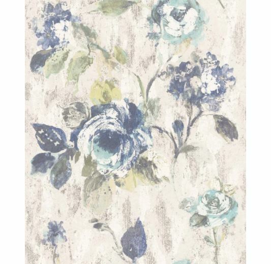 Rasch Textil Tapete Vlies Pompidou 228501 Blau GrüN Creme Stylisch Floral Blume-image