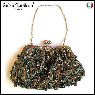 Mini Damentasche Clutch klein elegant Schmuck Perlen Kristalle Vintage