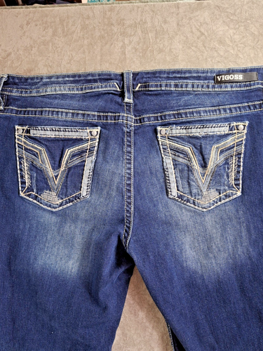 Vigoss Women's Capri Jeans Size 20 L25 Distressed Denim Heritage Fit Embroidered - Picture 11 of 13