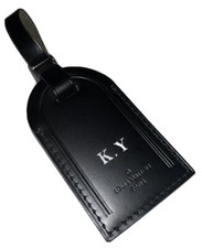 Louis Vuitton Paris Black Calfskin Leather Tag w/ KY Initials Silver Buckle