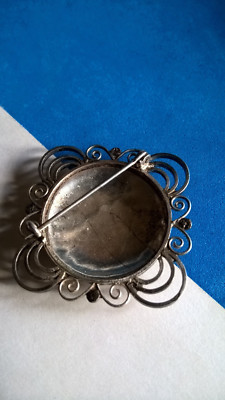 Broche Vintage En Argent 800 - Motif Arabesque Orientalisme, Bon état D'usage, Bijou Ancien