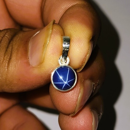 Ciondolo zaffiro stella blu argento 925 fatto a mano laboratorio gioielli stella zaffiro - Foto 6 di 7
