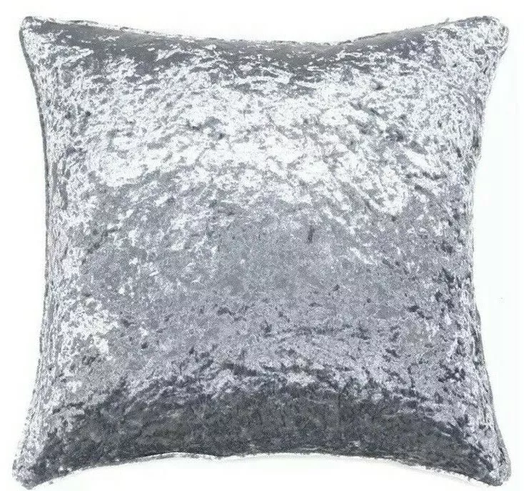 Grey /Silver crushed velvet large 45cm super soft cushion cover piped