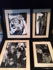 Jim Gilbert Scratchboards Set of Four - hailed the ‘London Lowry’ 