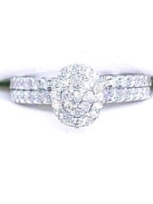 Diamond Wedding Set - 1/2 Carat - Oval Halo 10k White Gold Size 6.