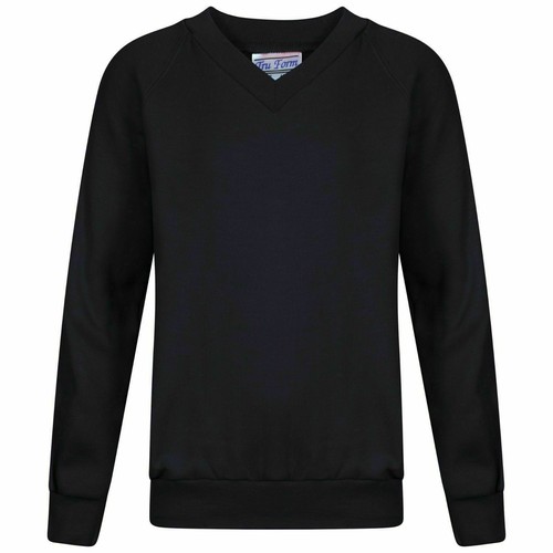 Women Mens Kids Boys Girls School Work V Neck Sweatshirt Jumper Top 2-13 / S-XL - Picture 3 of 7