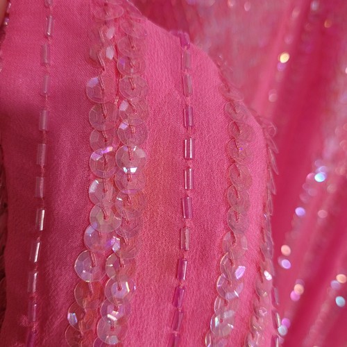 Vintage 80's Showmax Silk Sequined Pink Blouse Size Large - Picture 22 of 24