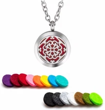 Essential Oil Diffuser Necklace Pendant Stainless Steel Aromatherapy E.B.L