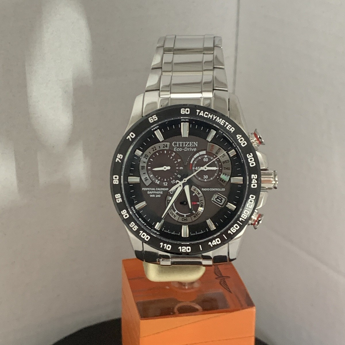 Citizen Men's Eco Drive Chrono A-T Alarm Radio Controlled Bracelet