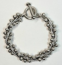 Vintage Taxco Mexico Sterling Silver 12MM Beaded Chain Bracelet 6 5/8