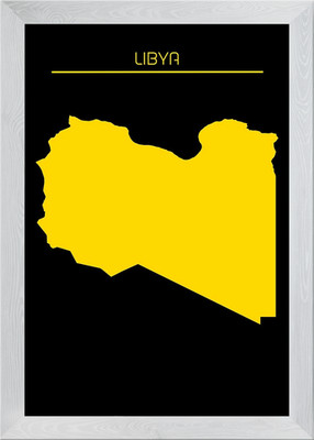 Libya Map Gold Framed Wall Art Poster Canvas Print Picture