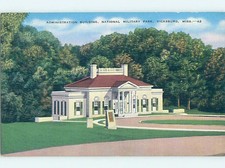 Linen CIVIL WAR PARK ADMIN BUILDING Vicksburg - Near Jackson MS 60k cards G1150