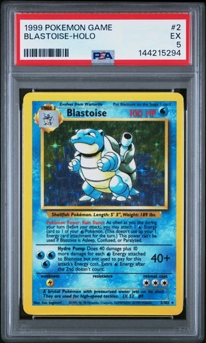 1999 POKEMON BASE SET UNLIMITED #2 BLASTOISE-HOLO PSA 5