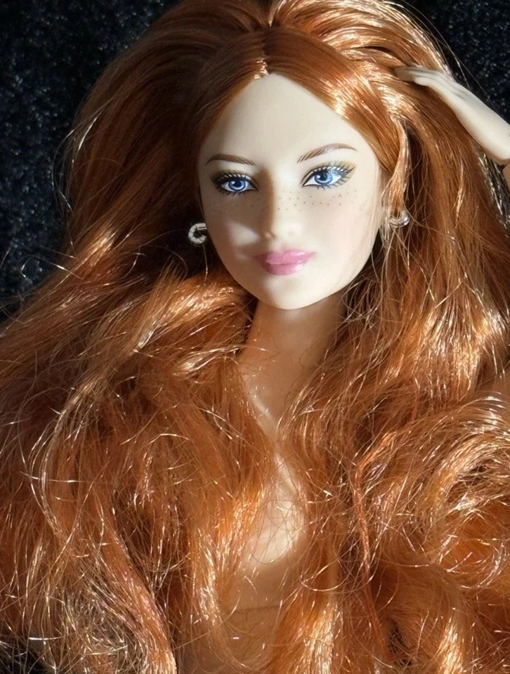 Colecionadores de cabelo vermelho boneca Barbie Mattel-Articulada-Nua para OOAK-G-32 - Imagem 2 de 4