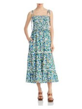 LOST + WANDER Womens Green Bodice Pullover Spaghetti Strap Midi Dress S