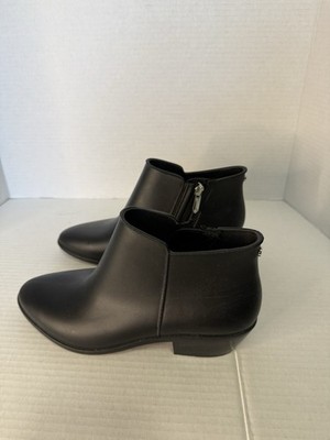 Sam Edelman Womens Petty Rain Boot Size 6 Black Rubber Zip Bootie Block Heel