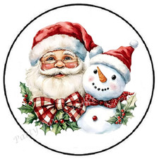 SANTA WITH SNOWMAN CHRISTMAS ENVELOPE SEALS LABELS STICKERS PARTY FAVORS