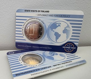 Coincard 2€ Euros Commémorative Finlande 2025 Diplomatie Version ENG