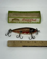 Vintage Creek Chub Injured Minnow 1500, 1930’s Perch Color! Rare! Must See! Nice