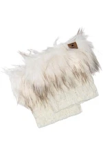BEARPAW Women's Textured Knit Boot Topper with Faux Fur Ivory