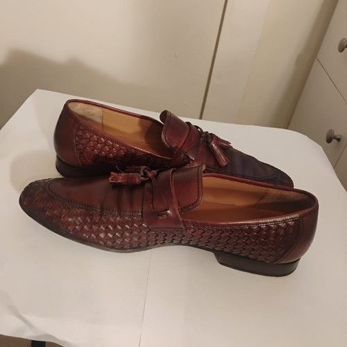MAGNANNI Mens Shoes Leather Loafer Brown Woven Tassel 11 D - Picture 11 of 20