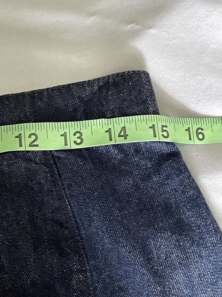 Minifalda H&M para mujer talla 10 azul a rayas elástica denim con cremallera cintura alta Foto 3 de 4