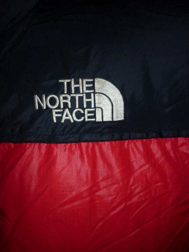 VTG North Face Vest Mens XL Red Black Nuptse 700 Down Puffer Fill Zip - Image 2 of 4