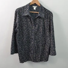 CJ Banks Button-Up Shirt Womens 1X Blue Stretch