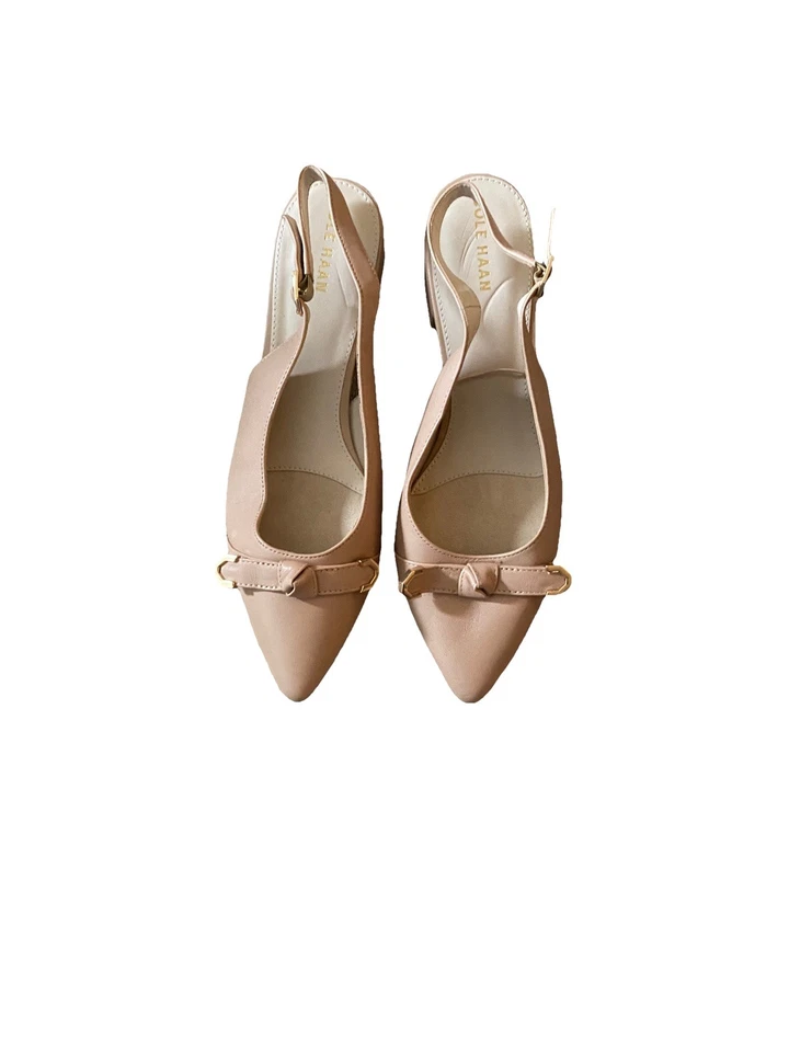 Blush COLE HAAN tamanho 11B feminino alça de tornozelo sem salto arco e detalhe dourado - Imagem 2 de 4