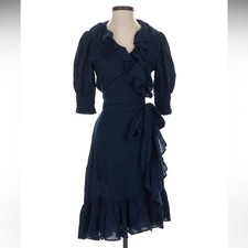 NWT J. Crew 100% cotton navy ruffle wrap dress size Small