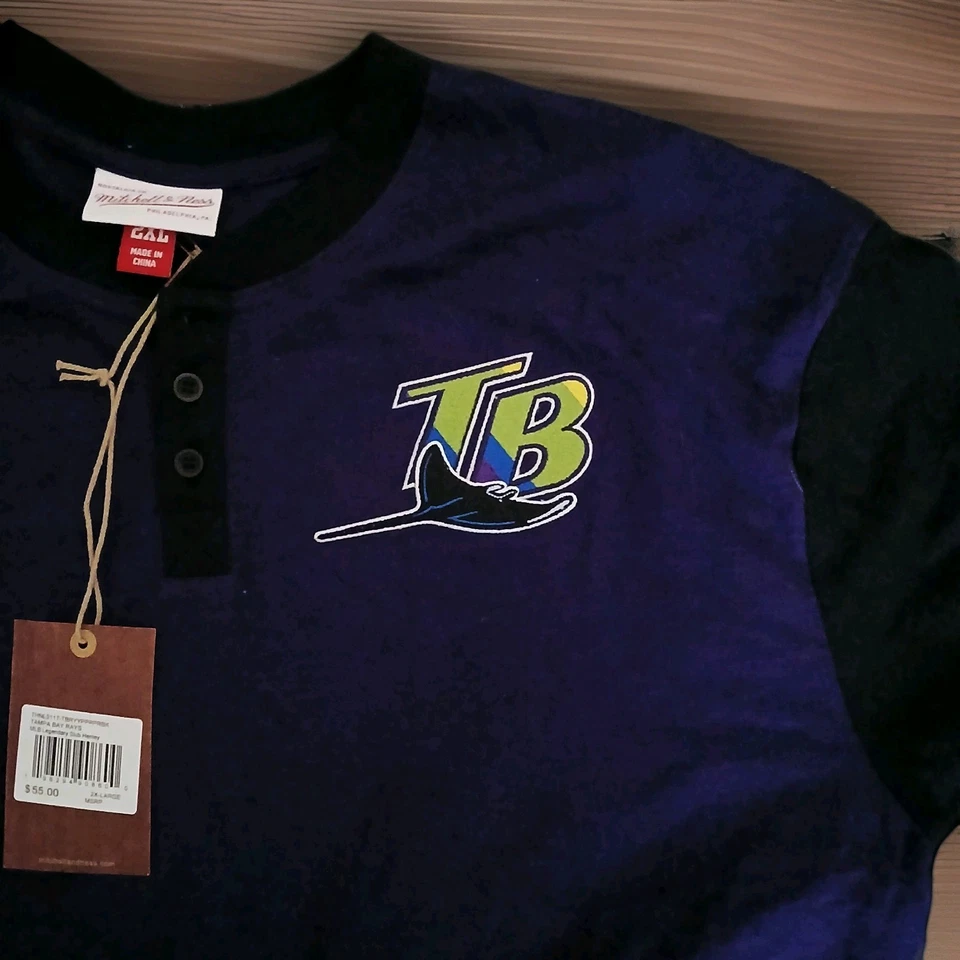 Nueva Camisa Mitchell Ness Tampa Bay Rays Colección Cooperstown 2xl Foto 2 de 4